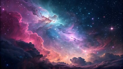 Fototapeta premium Beautiful nebulae and stars in the night sky. Supernova background wallpaper 