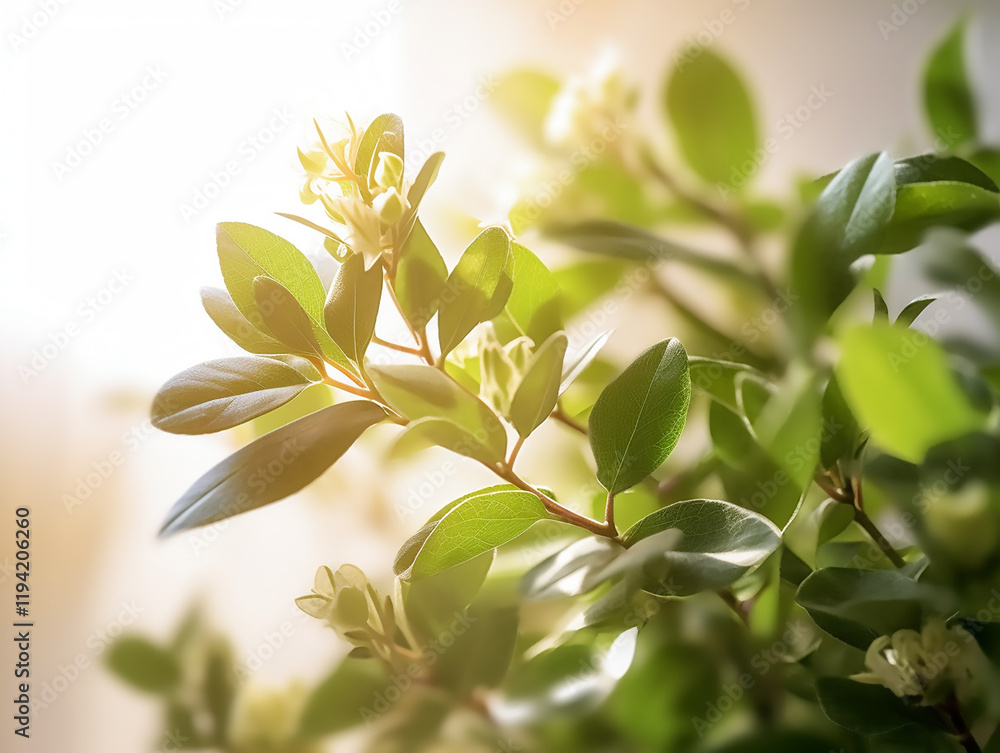 Aufkleber a fresh spring perspective from representing the jasmine flower alone on a white background with a c