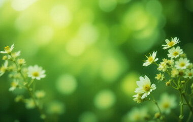 Soft blur effect around the green flowers