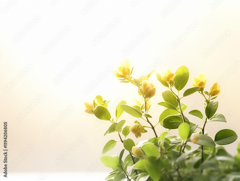 Aufkleber a fresh spring perspective from representing the jasmine flower alone on a white background with a c