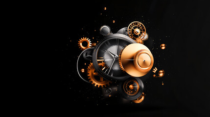Abstract Clockwork Gears and Time Mechanism