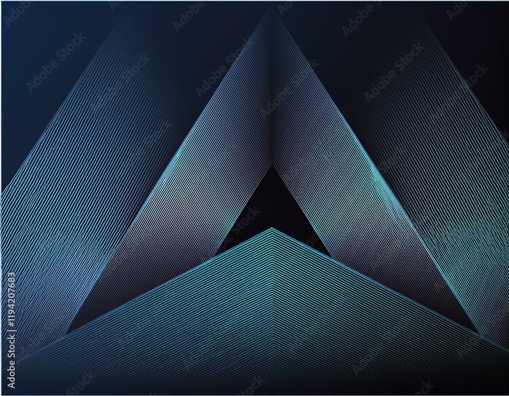 Poster abstract futuristic pattern on dark background with triangle wave template. generated image