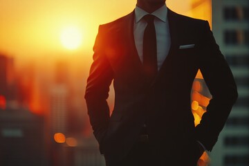 Man Standing in Front of Sunset
