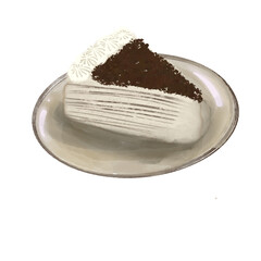 A slice cake water color