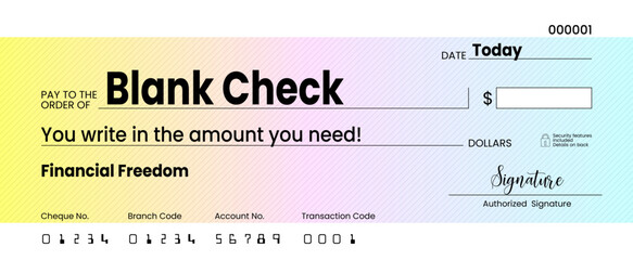Obraz premium Blank check, bank cheque design, vector format