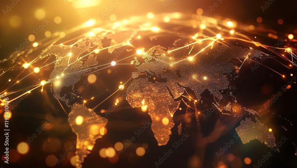 Aufkleber global network: illuminating connections, intertwined pathways of communication, worldwide data flow
