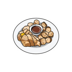 Pempek indonesia street food illustration vector