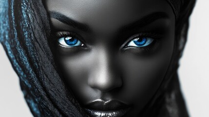 Woman with blue eyes close-up