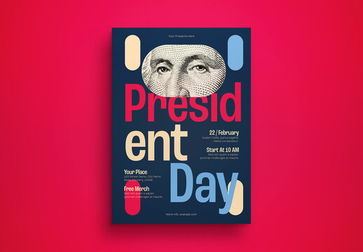 Navy Bold Minimalist President's Day Flyer Layout