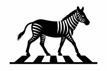 a zebra walk silhouette vector illustration