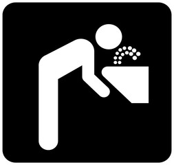 drinking fountain sign symbol isolated on black background. vector ilustration.	