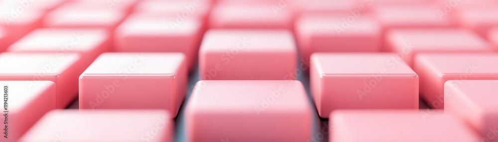 Poster a close-up view of a surface covered with pink square tiles, creating a soft and uniform pattern.