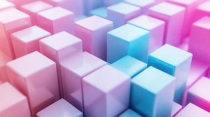 Obraz premium A colorful abstract arrangement of 3D blocks in shades of pink and blue, creating a visually striking and modern design.
