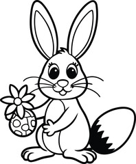 A cute cartoon bunny silhouette vector illustration, cartoon rabbit line art vector design, cartoon bunny icon