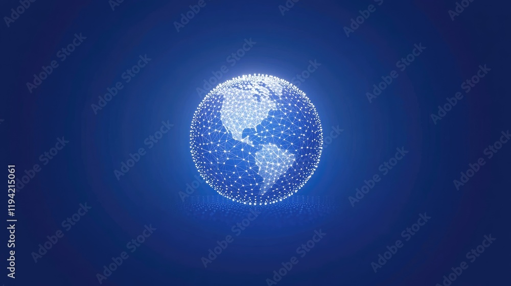 Poster global network connection: a futuristic, abstract representation of the earth as a constellation of 