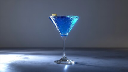 Blue Cocktail in Elegant Glass on Transparent Background 8K
