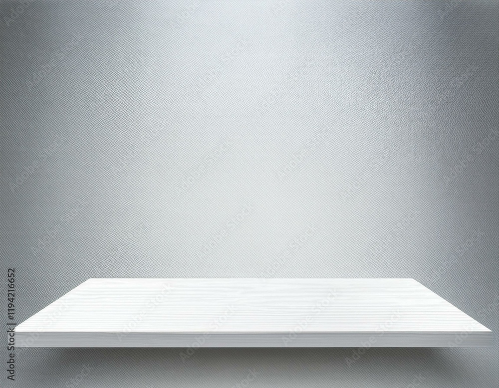 Poster front view of empty shelf on white table showcase. generated image
