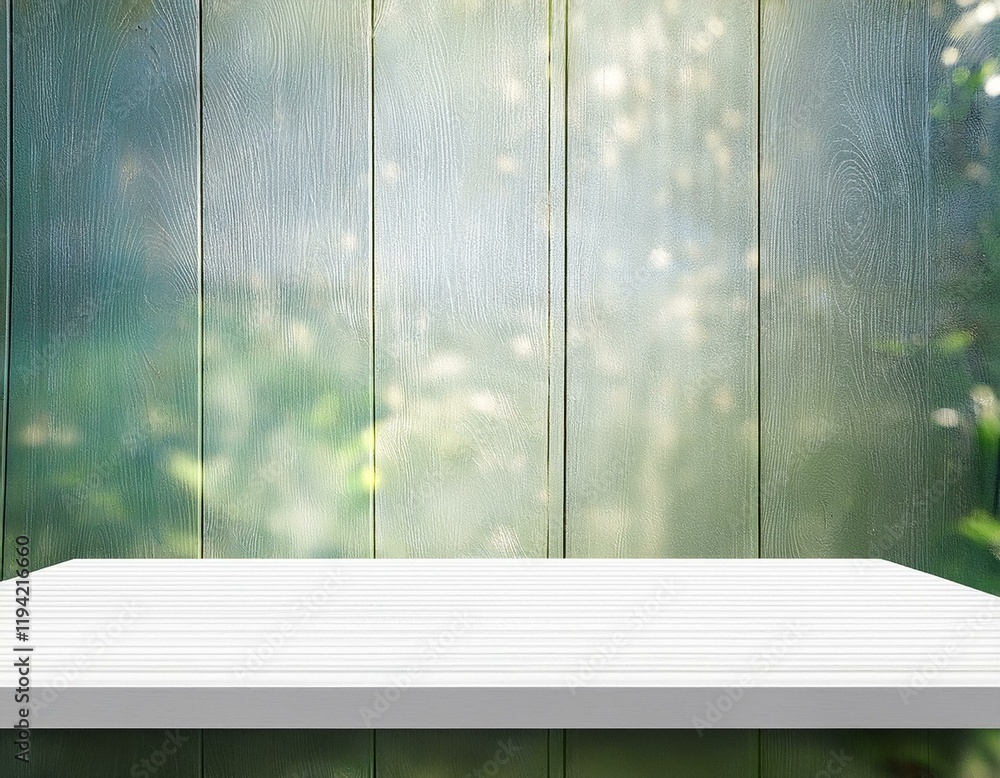 Poster front view of empty shelf on white table showcase. generated image