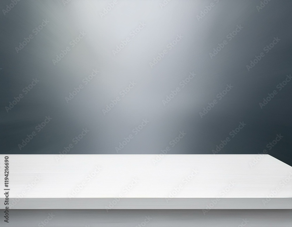 Poster front view of empty shelf on white table showcase. generated image