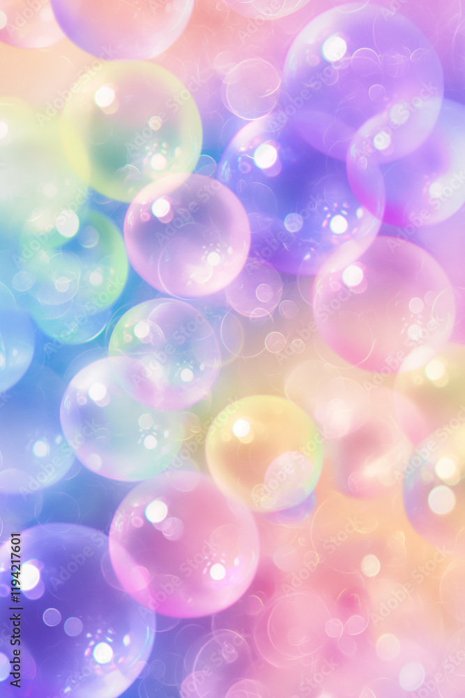 Poster rainbow bubbles floating creating a festive atmosphere