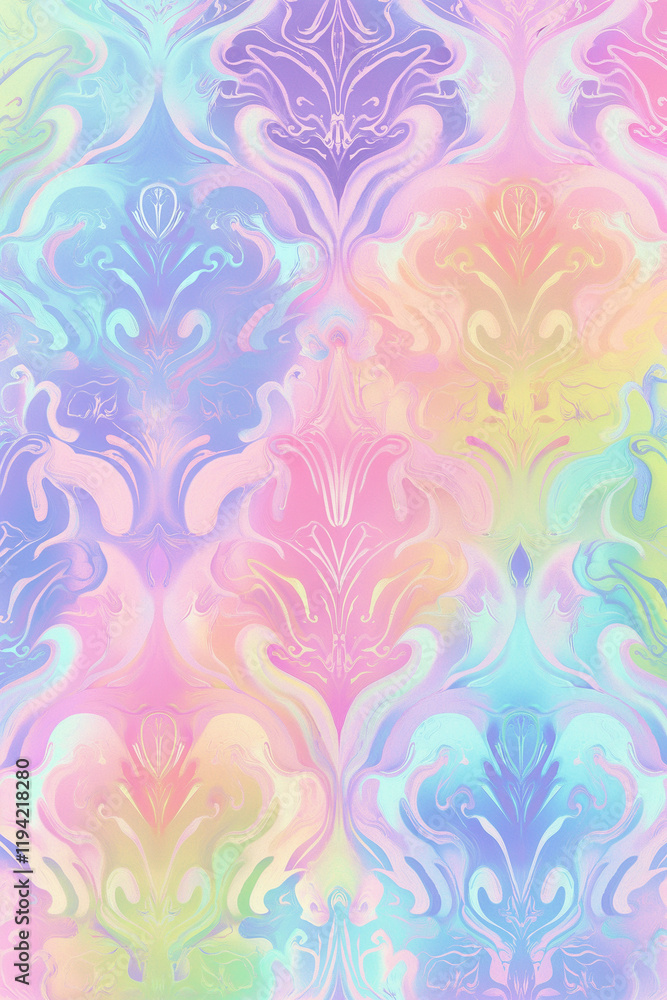 Poster pastel rainbow damask pattern creating a soft and dreamy atmosphere