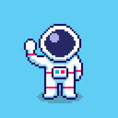 Pixel art Astronaut Character Saying Hello game asset design