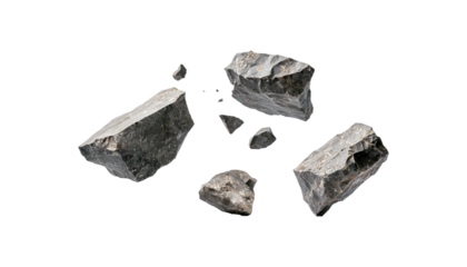 few broken rocks flying in the air png