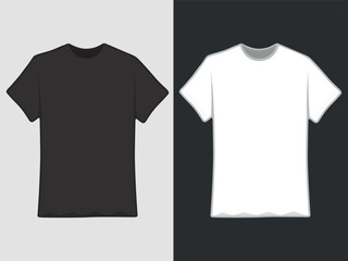 Blank black and white t-Shirts mockup ready for design, T-shirt vector illustration mockup