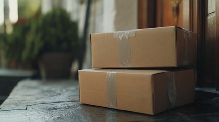 Brown Boxes on Table