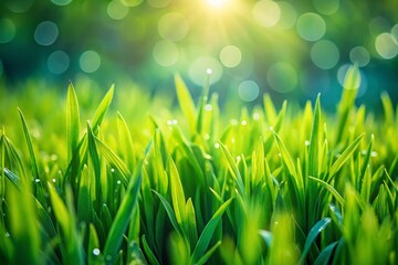 Fototapeta premium Lush Green Bermuda Grass Lawn Close Up - Vibrant Spring Growth Stock Photo