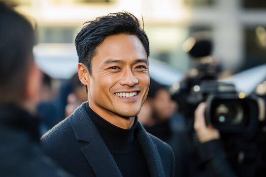 Daniel Dae Kim smiling during an interview on a red carpet