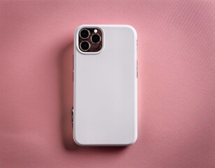 White mobile cover on pink backdrops. Blank phone case for printing. Generated image