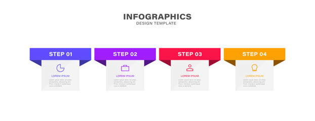 Vector Graphic of Infographic Element Design Templates with Icons and 4 Options or Steps.