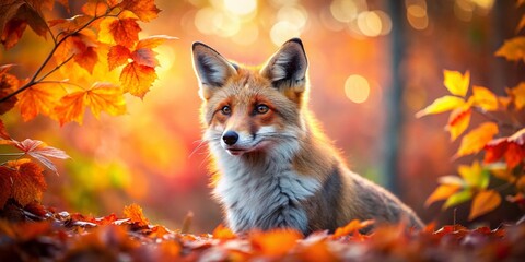 Majestic Red Fox in Autumn Forest with Bokeh Background - Wildlife Photography