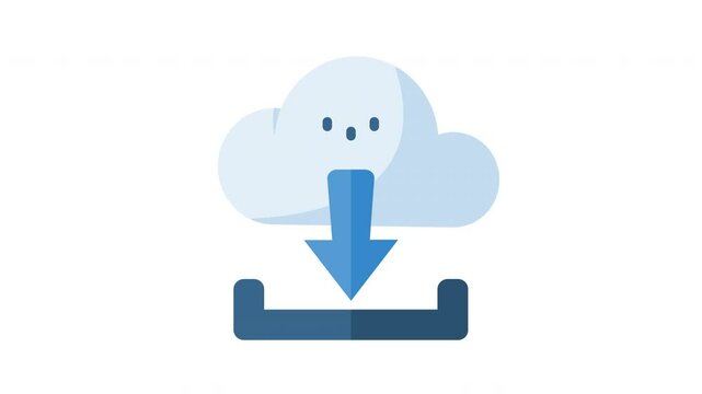 Animated cloud download with blue arrow pointing down. Perfect for tech blogs, web development company websites, apps, engineering, database, server and technology concept in business presentation