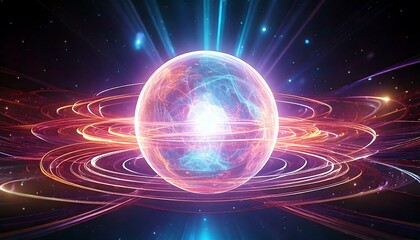  floating orb surrounded by softly shimmering 