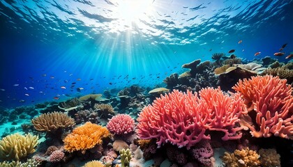 Obraz premium coral reef teeming with softly shimmering 