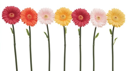 Vibrant Gerbera Daisies Isolated on White Background - Colorful Floral Design