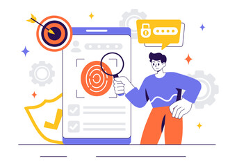 Identification Vector Illustration of an Identity Card Featuring a Photo, Personal Information, and Document Details in a Face ID Recognition System