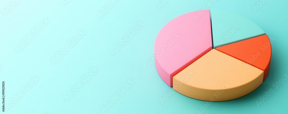 Poster a colorful pie chart on a mint-green background, illustrating data segmentation in a visually appeal