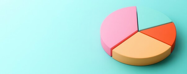 Obraz premium A colorful pie chart on a mint-green background, illustrating data segmentation in a visually appealing manner.