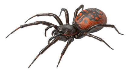 3D Rendered Redback Spider, Isolated on Transparent Background, High Resolution, Arachnid, Insect, Spider, Insect, Arachnid