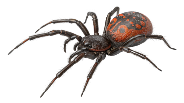 3D Rendered Redback Spider, Isolated on Transparent Background, High Resolution, Arachnid, Insect, Spider, Insect, Arachnid