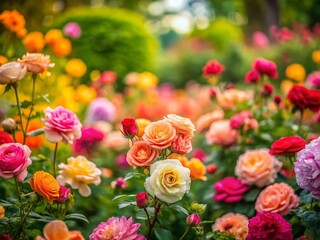 Fototapeta premium Miniature English Garden Roses: Tilt-Shift Photography