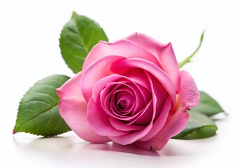 Fototapeta premium Miniature Pink Rose Flower, Isolated White Background, Tilt-Shift Photography