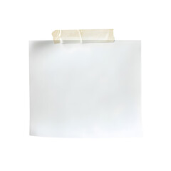 white note paper with adhesive tape on white background, for business and office supplies and concept