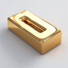 Golden Rectangular Ingot with a Central Recess: A Luxurious 3D Render