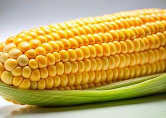Minimalist Dent Maize Close-up: Single Ear of Corn on White Background