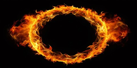 Minimalist Ring of Fire, Isolated Black Background Stock Photo