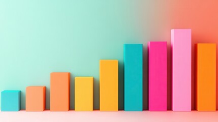 A vibrant bar graph with colorful segments representing growth, visually appealing against a soft gradient background.